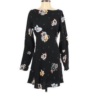 Free People Black Floral Long Sleeve Sheer Dress